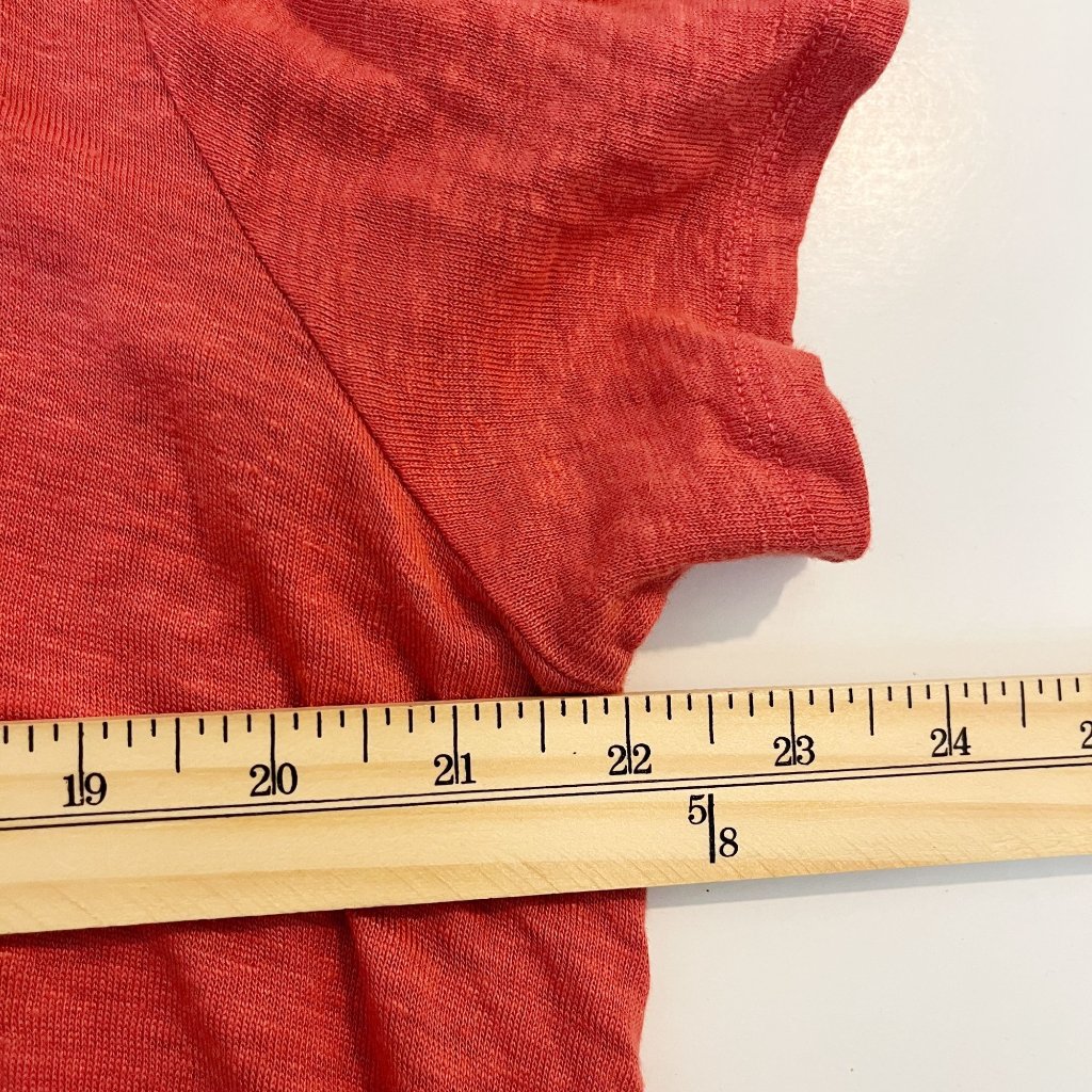 Poetry Red Linen Short Sleeve Scoop Neck Top Lagenlook Artsy - Size Us 18 — image 5 of 6